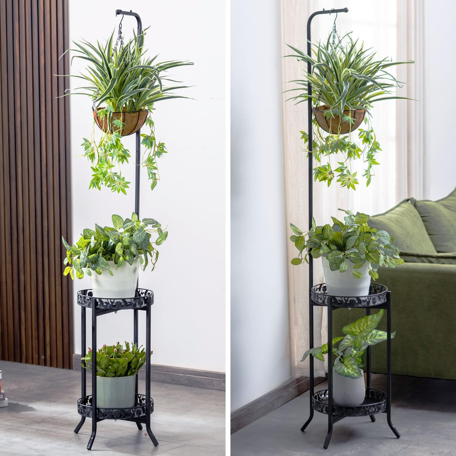 4-Tier Iron Plant Stand | Indoor/Outdoor Flower Holder, Heart Design, White
