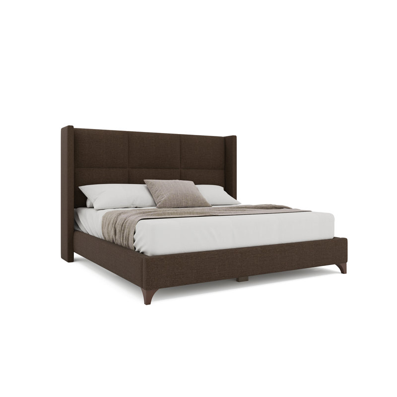 Lit carré tapissier Megan, Revolution® en lin brun, Grand