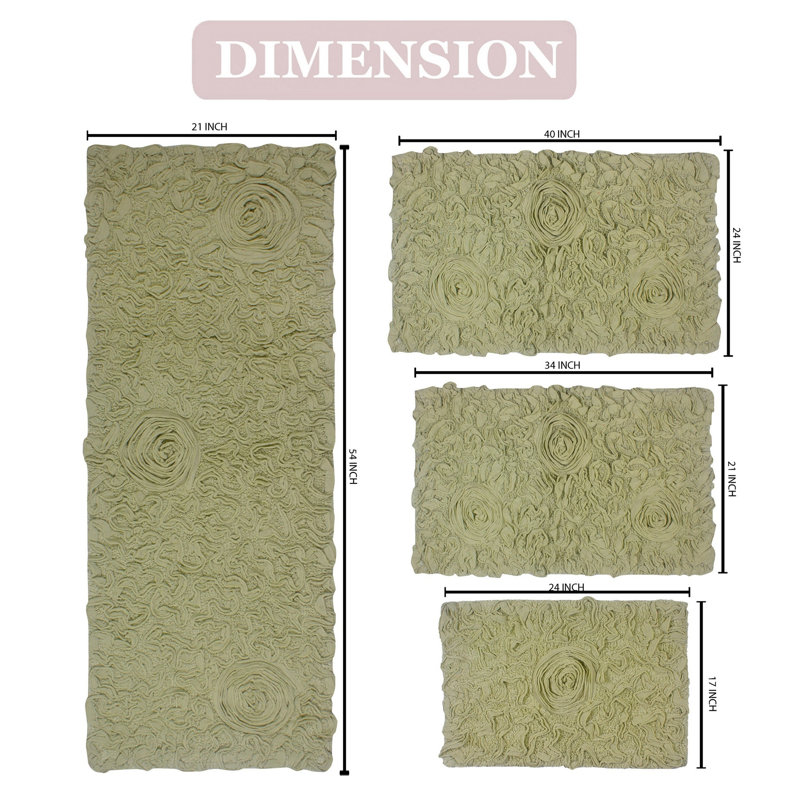 Ensemble de tapis 100% coton Dobrinsky, Vert