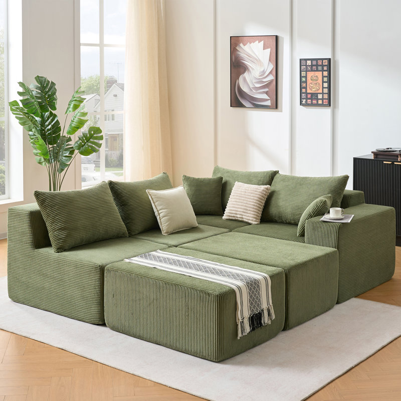6-Piece Modular U-Shaped Sectional Sofa In Black