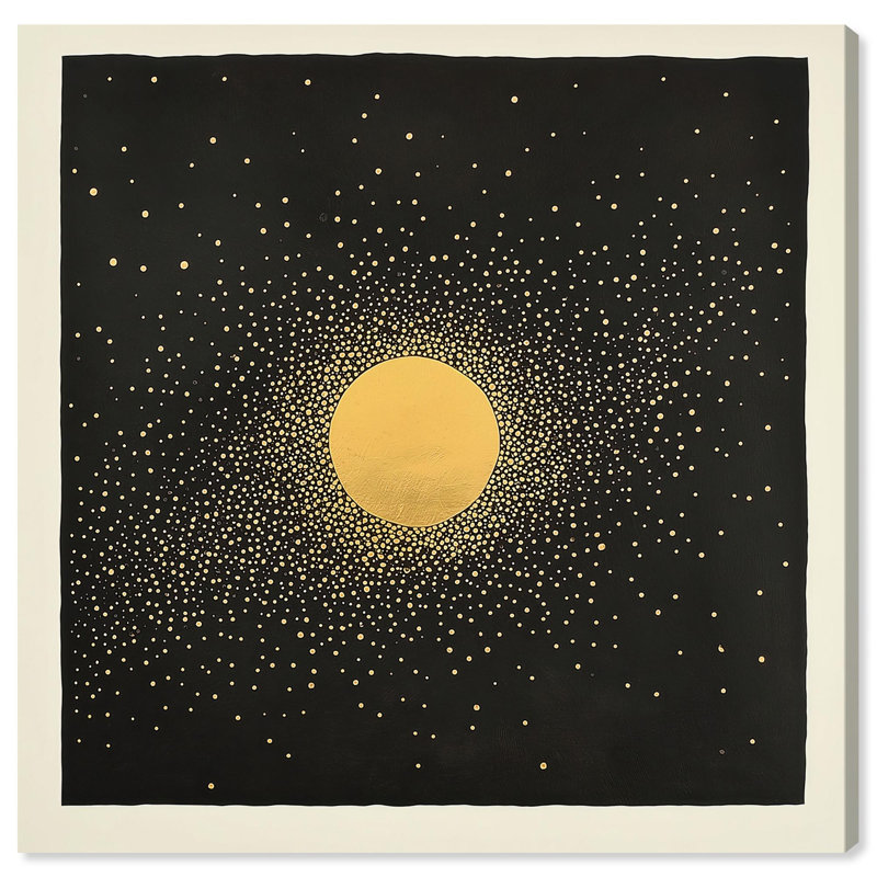 Reproduction d'art sur toile Golden Vortex II Boho Gold par Art Remedy, H 20" x l 20", Cadre argenté