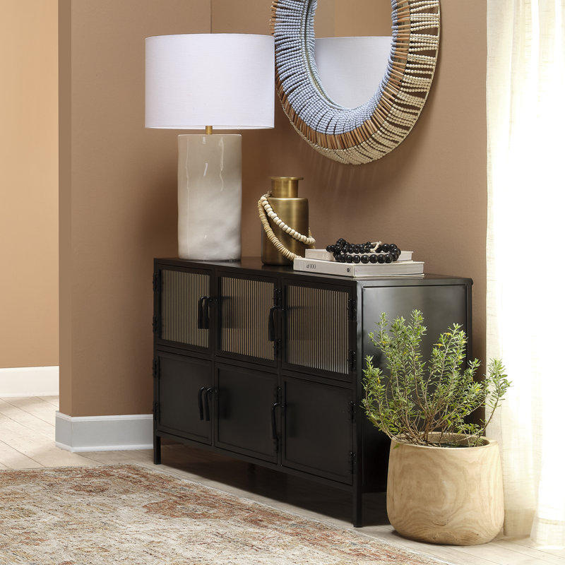 Black Metal and Glass 50'' Industrial Sideboard with Storage
