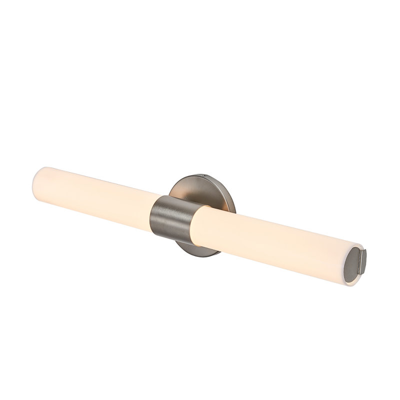 Luminaire de salle de bain à cylindre en nickel brossé 24 po avec acrylique translucide