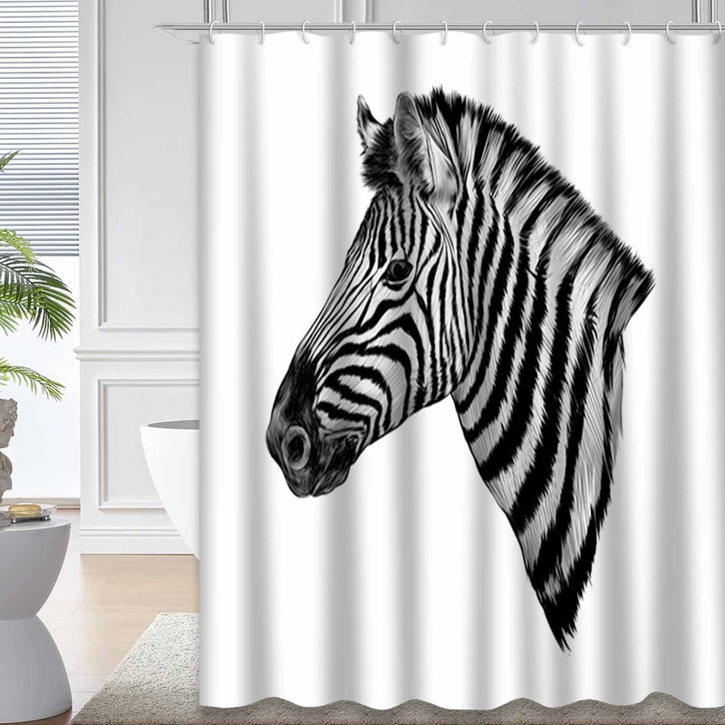 Rideau de douche Zebra Head, L 72 po x l 84 po
