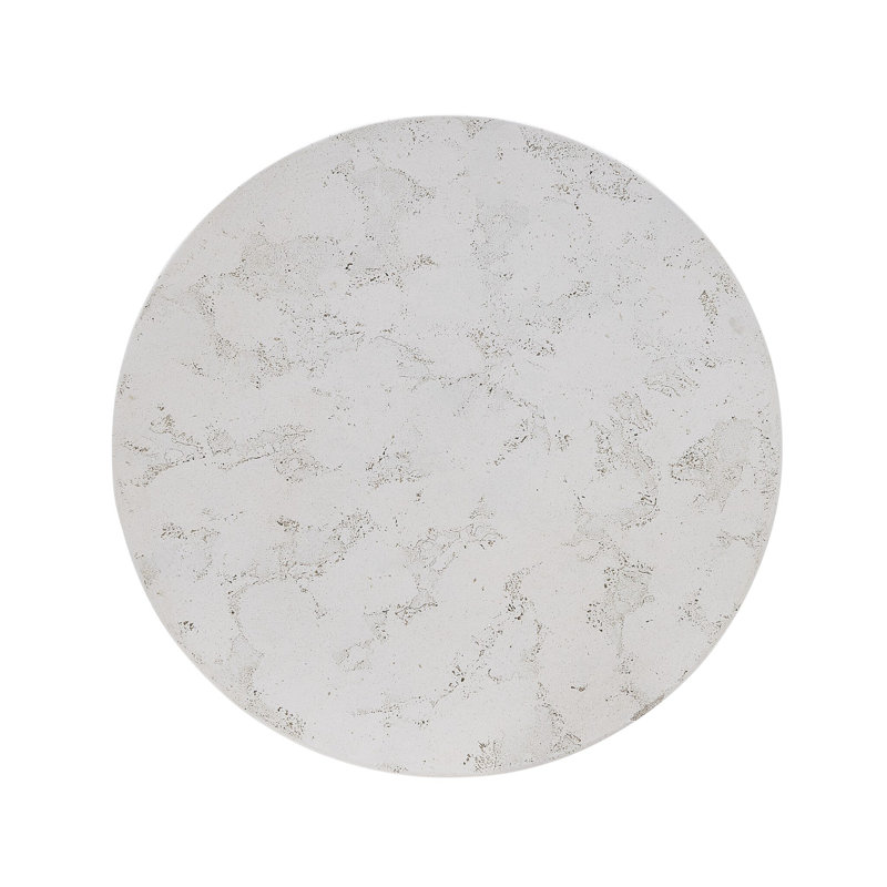 BOULA Outdoor Round Coffee Table, Aged White Concrete