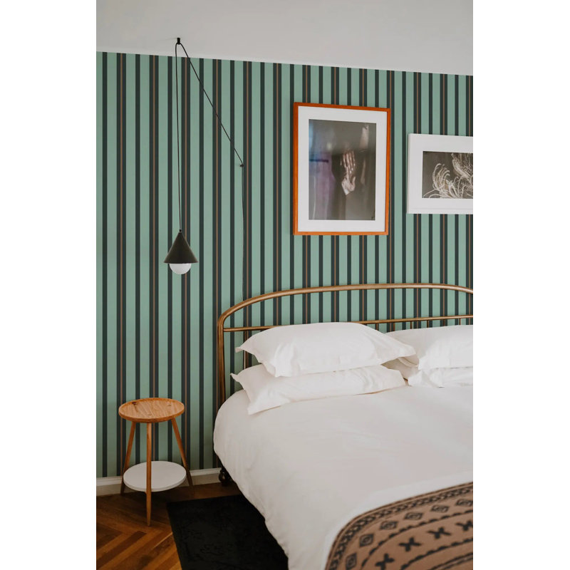 Miami Stripe Mini - Wallpaper, Bronze Night, Peel & Stick