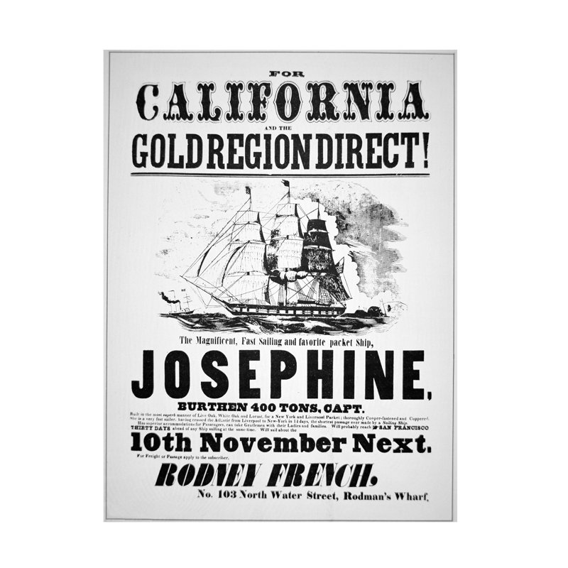 «American School Clipper Ship», art sur toile 1849, H 19 po x l 14 po