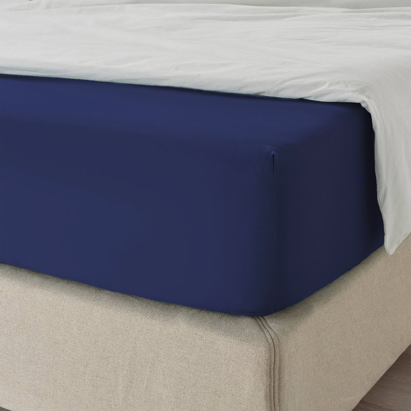 40cm Extra Deep Fitted Sheet – Soft Microfiber, Wrinkle-Free, Cooling, Elastic Corners, Kingsize (5'), Navy