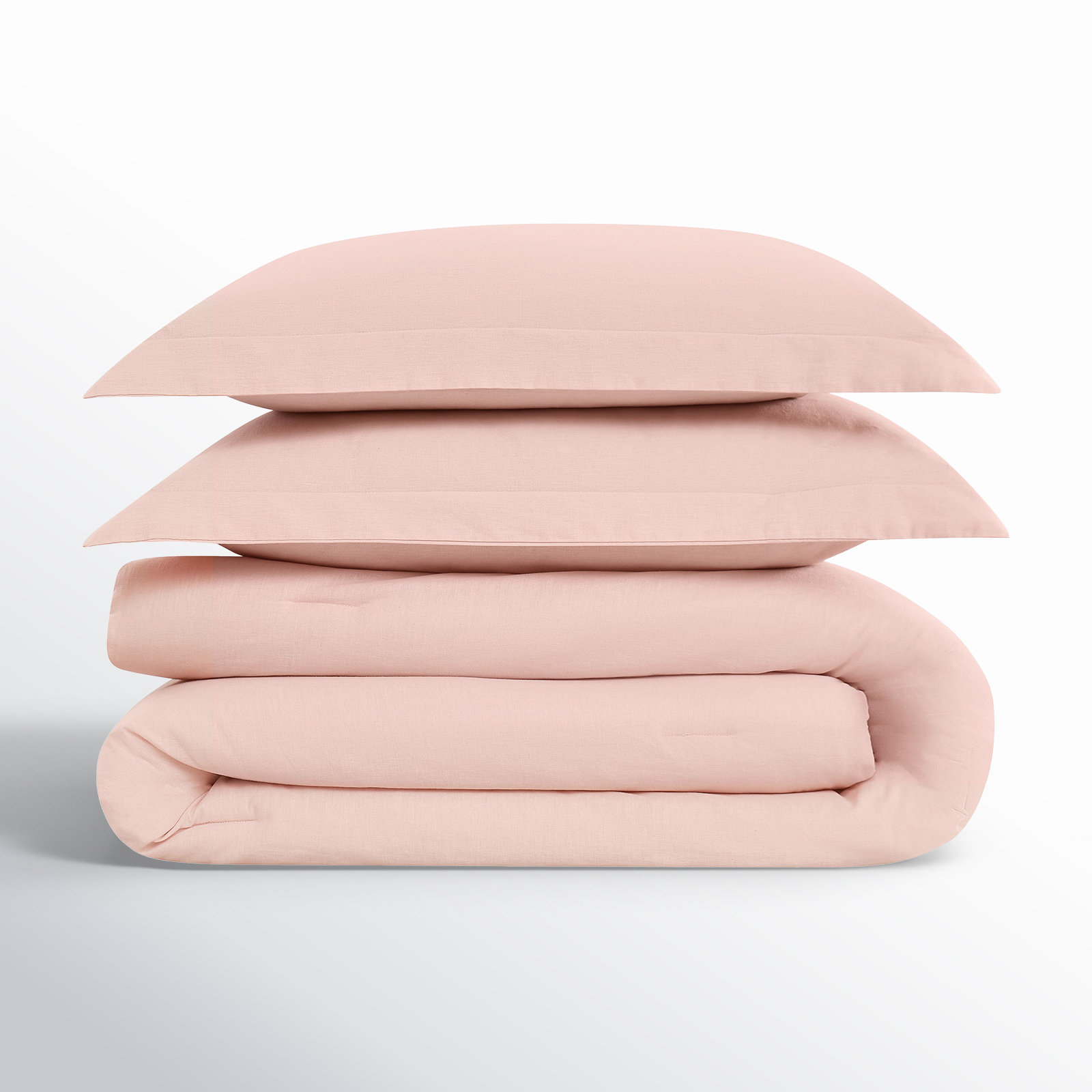 Nena Linen Comforter Set, King Comforter + 2 King Pillow Shams, Blush 
