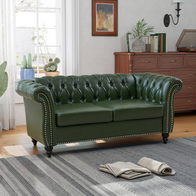 Oma 62" Rolled Arm Chesterfield Loveseat