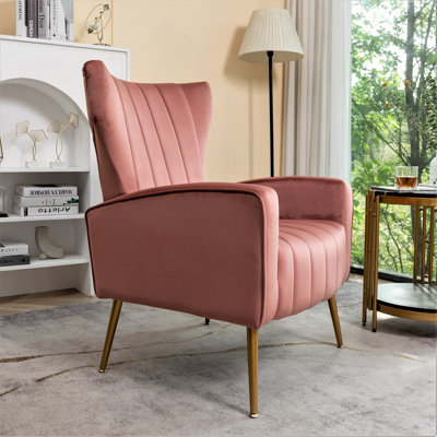 Fauteuil d'appoint avec pieds en métal, fauteuil moderne rembourré, fauteuil à oreilles pour salon, chambre et petits espaces
