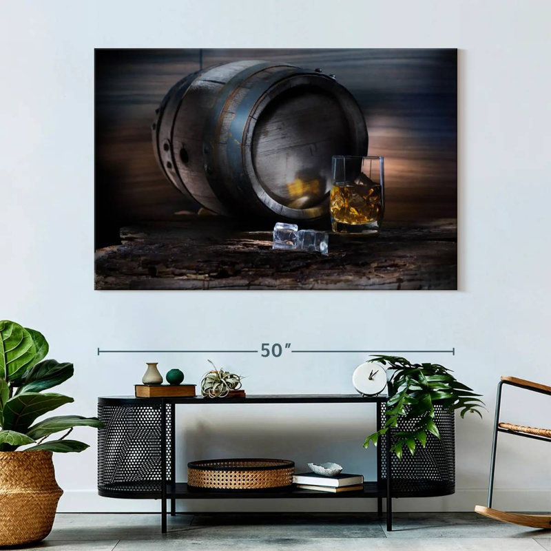 «Whiskey Barrel», reproduction sur toile, H 34 po x l 51 po x P 1,25 po