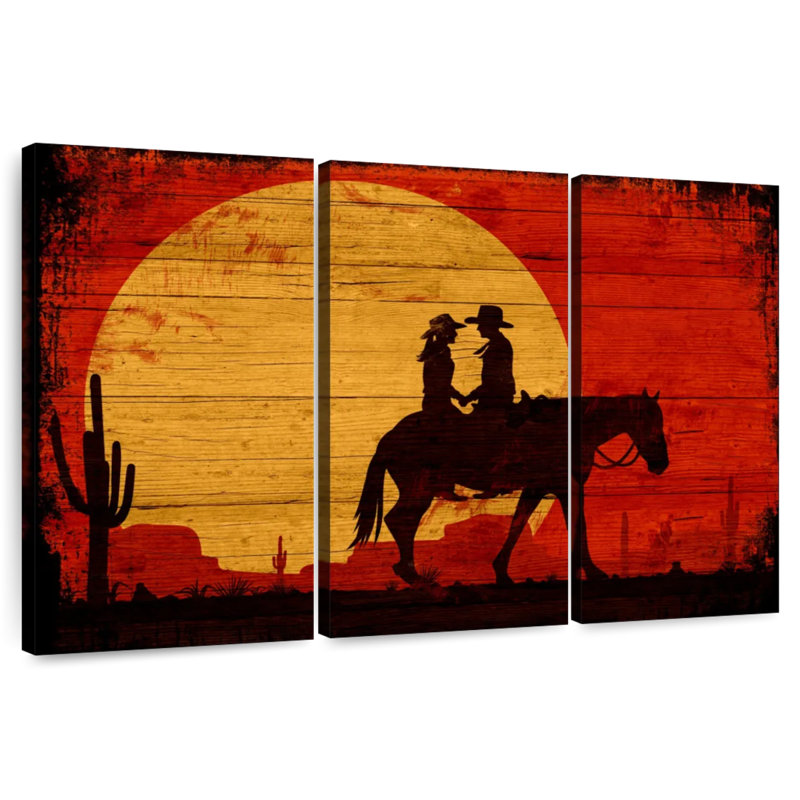 Lelar Wooden Cowboy Romance, 32" H x 50" W