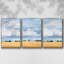 Ensemble de 3 pièces encadrées sur toile Pale Cloudscape II-97708710-97708709