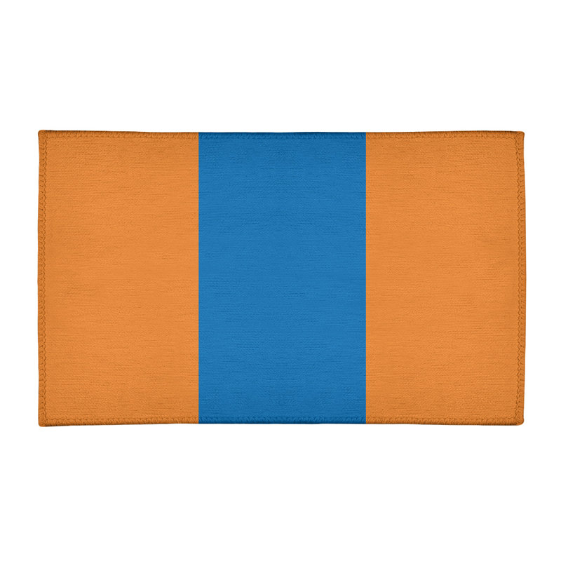 Tapis orange/bleu rayé, Rectangle 3 pi x 5 pi