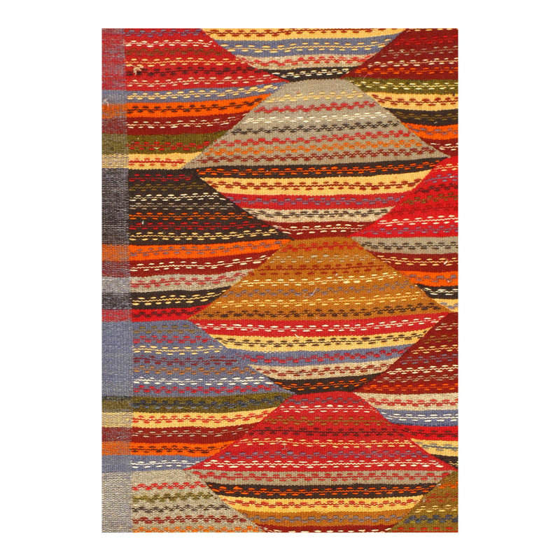 Tapis de couloir à tissage plat unique de 2 pi 2 po x 8 pi 5 po Sandisfield gris / rouge / brun