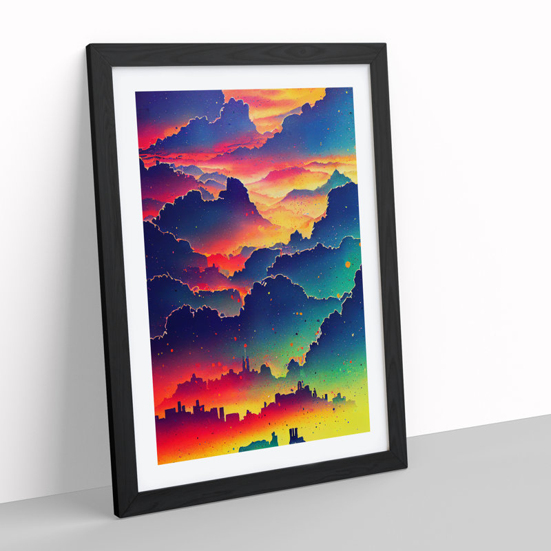 Vibrant City Skyline - Single Picture Frame Print, Black Framed, 34cm H x 25cm W x 2cm D