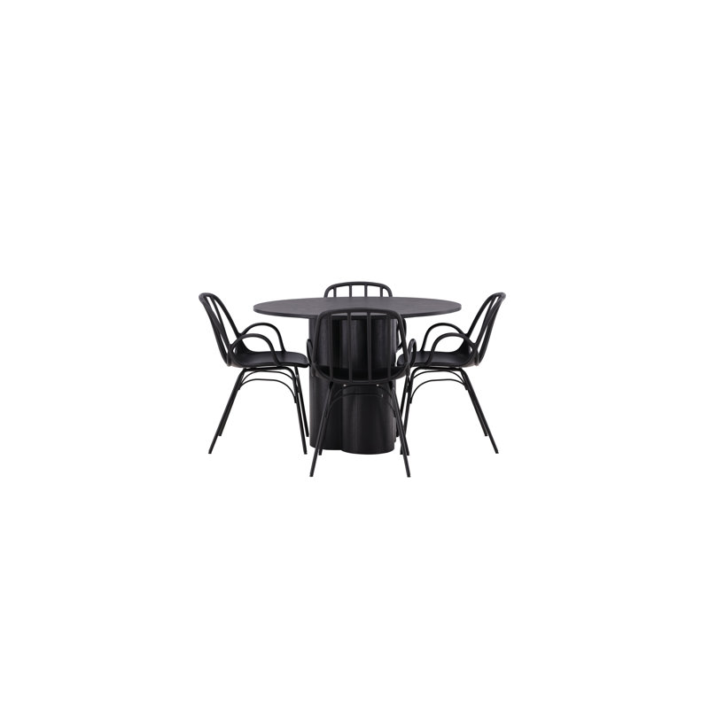 Rutland 4 -Person Dining Set, Black, Black, Black