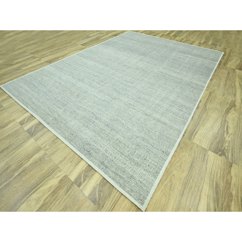 Tapis oriental 10 pi x 13 pi 9 po gris, motif oxydé et patiné avec des chaînes exposées, 100% laine, tapis oriental noué à la main