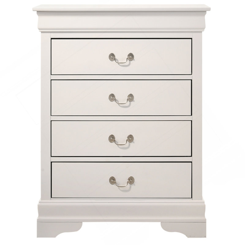 Commode 4 tiroirs, blanc, Blanc
