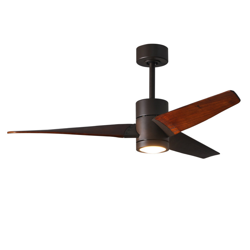 Ceiling Fan with LED Lights, Textured Bronze, Walnut Tone, 52"