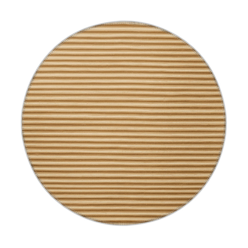 Tapis intérieur / extérieur brun HorizontalStripes, Rond 5 pi
