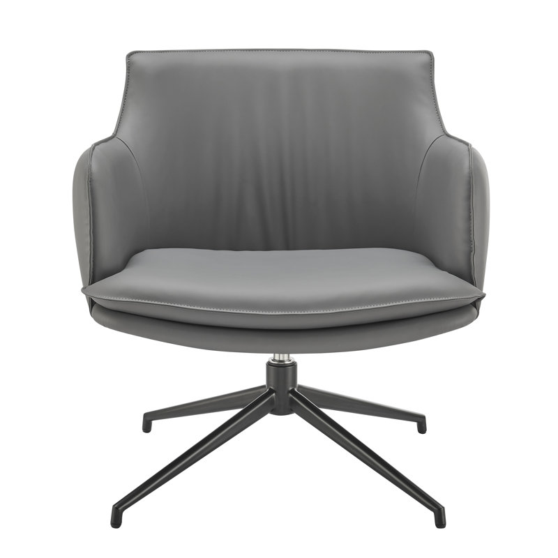 Krishaang Faux Leather Swivel Armchair, Gray Faux Leather