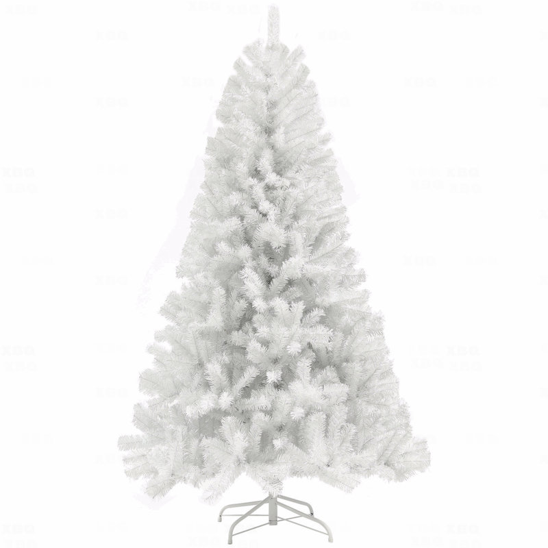 Arbre de Noël artificiel non illuminé 9 pi, 2132 branches, ouverture automatique, base en acier, décoration des Fêtes, Blanc