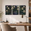 Ensemble de 3 tableaux sur toile représentant des iris blancs et des quenouilles, inspirés des vitraux.-1643210156