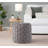 Round 16" Ottoman In Dark Grey Velvet