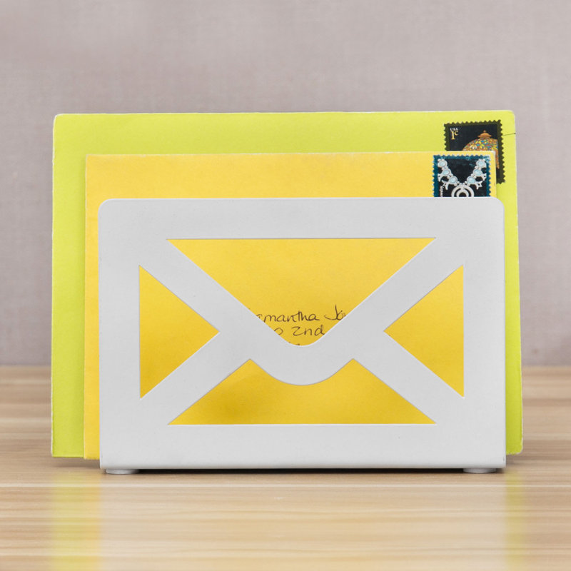 Anurima Metal Mail Desktop Cutout Paper Organiser, White
