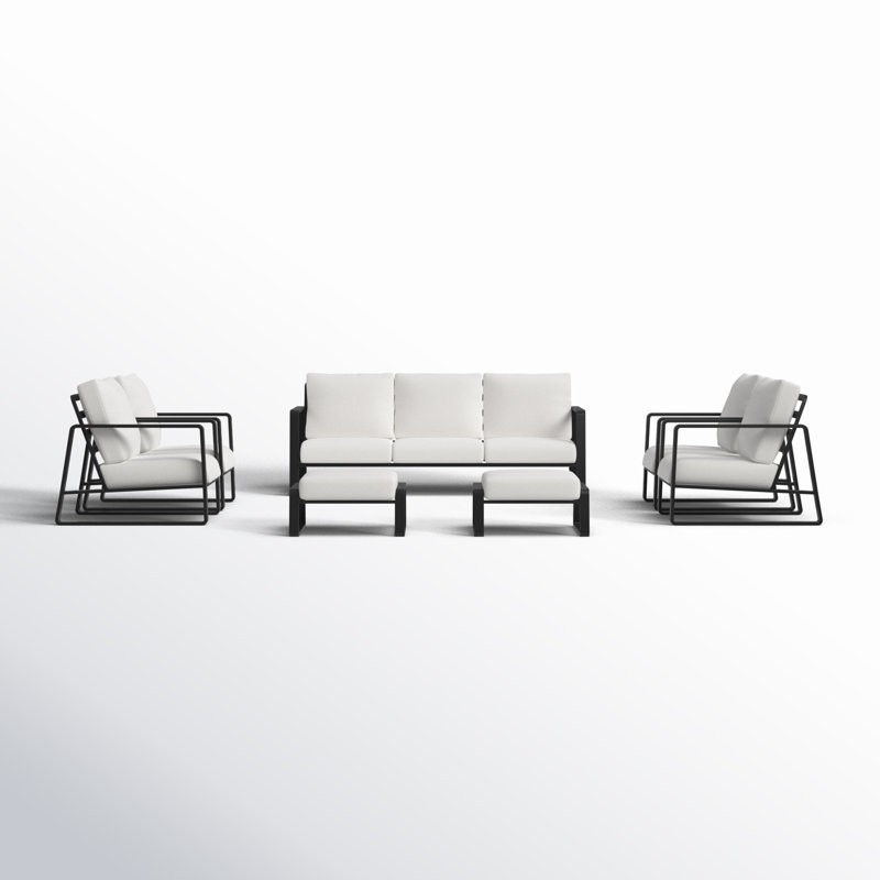 Leanna 7 Piece Aluminum Outdoor Seating Group, 4