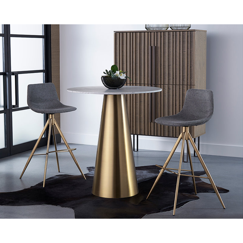 Round Marble Dining Table, Mettalic Gold