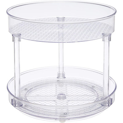 2-tier Lazy Susan Turntable Organizer – 9” Diameter, Clear