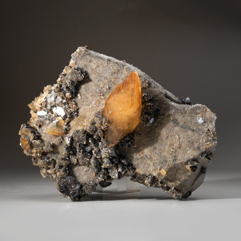 Golden Calcite On Sphalerite Matrix