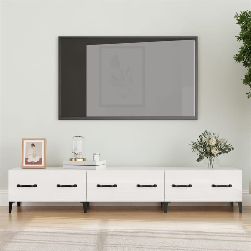 Jaleyza TV Cabinet 150x34,5x30 cm Engineered Wood, High Gloss White