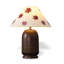 Petite lampe de table moderne en bois massif de couleur noyer + métal avec abat-jour en polyester pour le salon de la chambre à coucher, ampoule incluse-132922205
