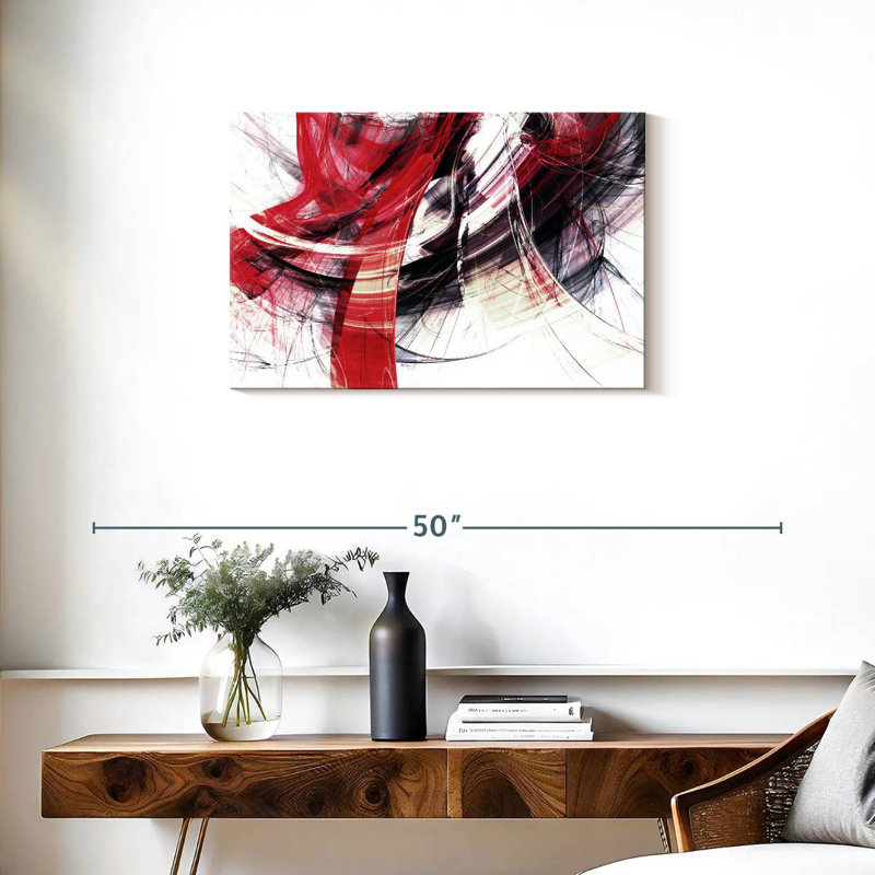 Avery - mouvement abstrait rouge, H 20 po x l 30 po