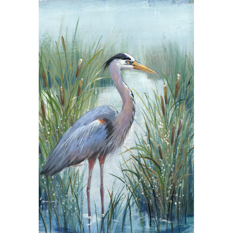 Marsh Heron I by Timothy O' Toole - Painting, Wrapped Canvas, 30cm H x 20cm W