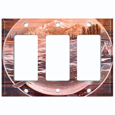 Metal Light Switch Plate Outlet Cover (Trophy Fishing Grayling Clear Water  Lake Orange - Single Toggle)