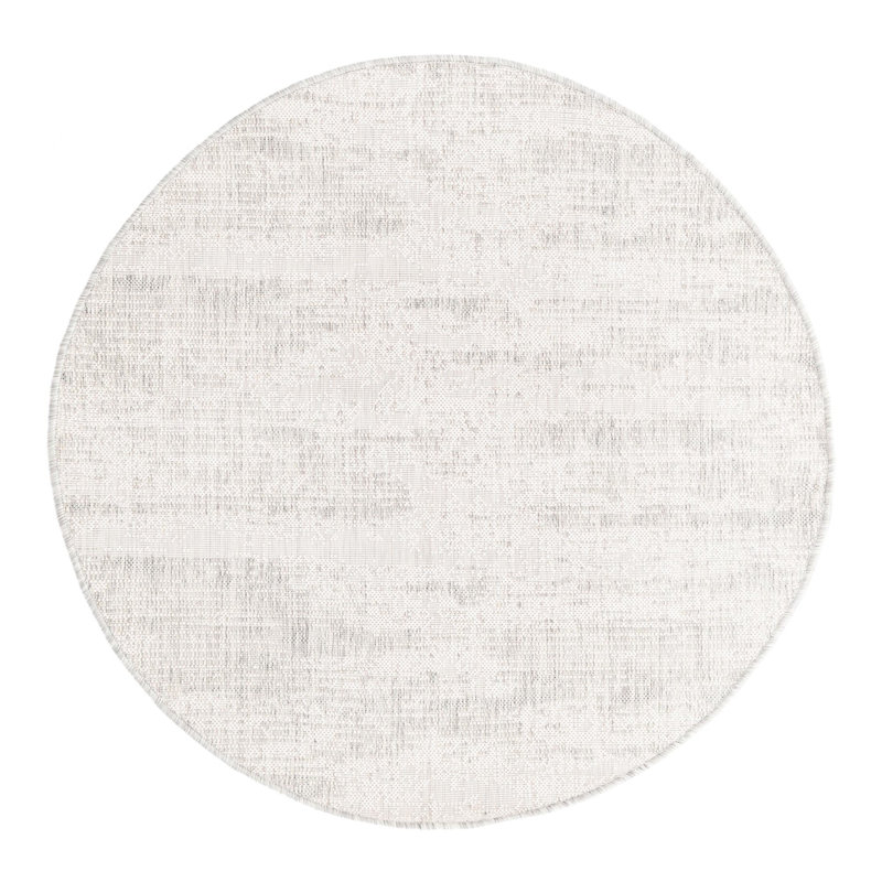 Bruss Gray Indoor/Outdoor Modern Rug, Round 4'1"