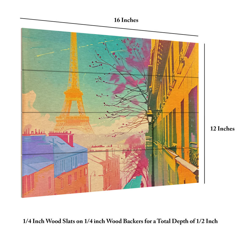 Sasha Paris Colours V Wood Slat Art, H 18 po x l 22 po
