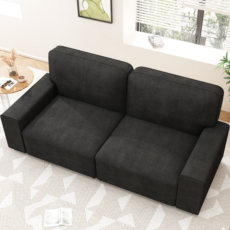 Canapé moderne pour causeuse pour le salon, canapé en chenille de 87 pouces, coussins à ressorts, structure en bois massif, assemblage facile pour les petits espaces - gris foncé