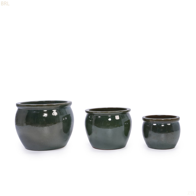 3 pots de fleurs en céramique, pot de fleurs moderne pour patio, jardin ou rebords de fenêtre, Orange