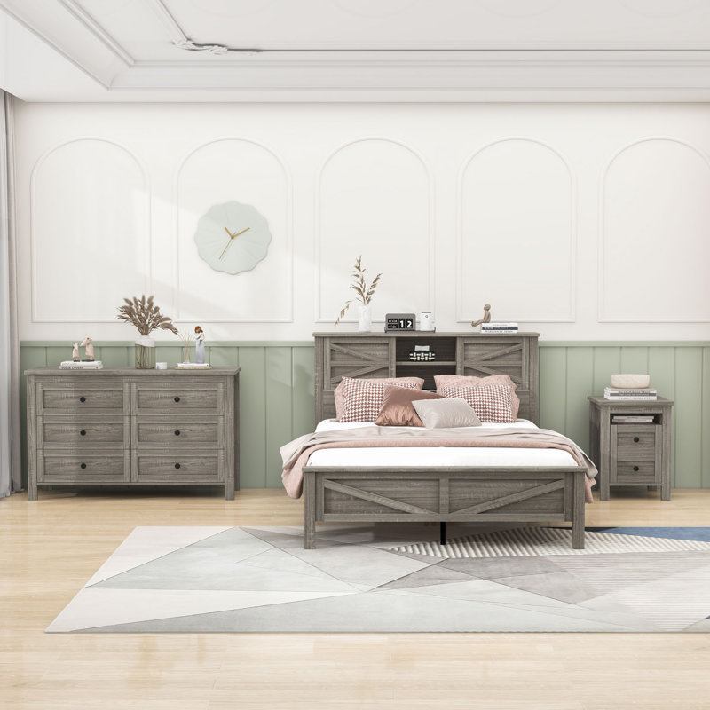 Berty Piece Bedroom Set, Full, Antique Gray