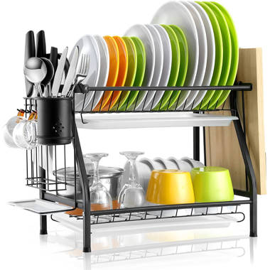 Metal Collapsible 2 Tier Dish Rack Duhome Finish/Color: Silver