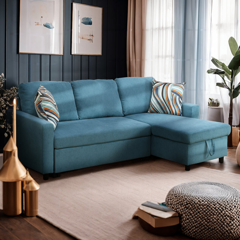 Maitilde Upholstered 83'' Sleeper Sofa, Green Chenille