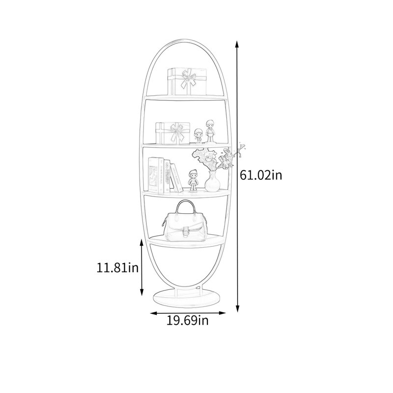 Tablette orange en forme d'œuf, (4 Shelves) 61.02"H x 19.69"W x 19.69"D