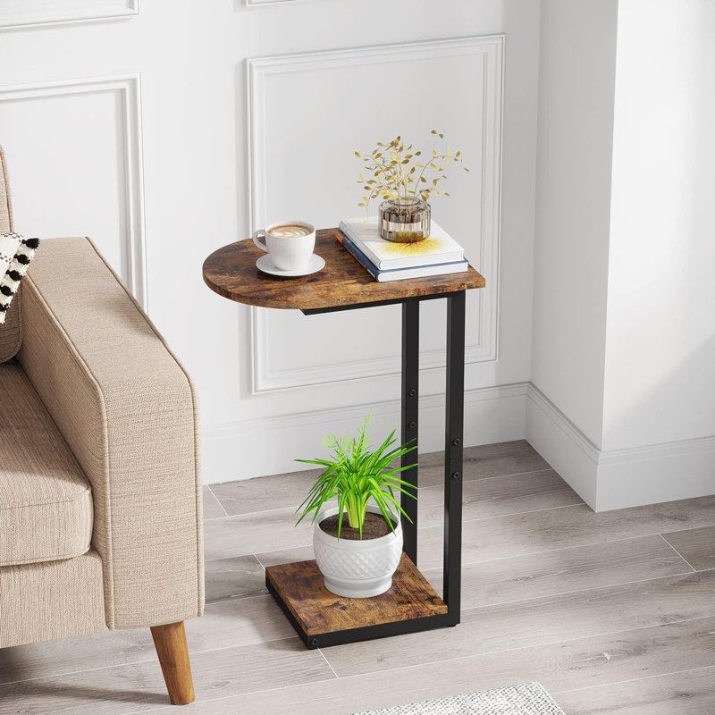 Jadus 25.6'' Tall Tray Top C Table End Table, Unique Curved Table Top Design