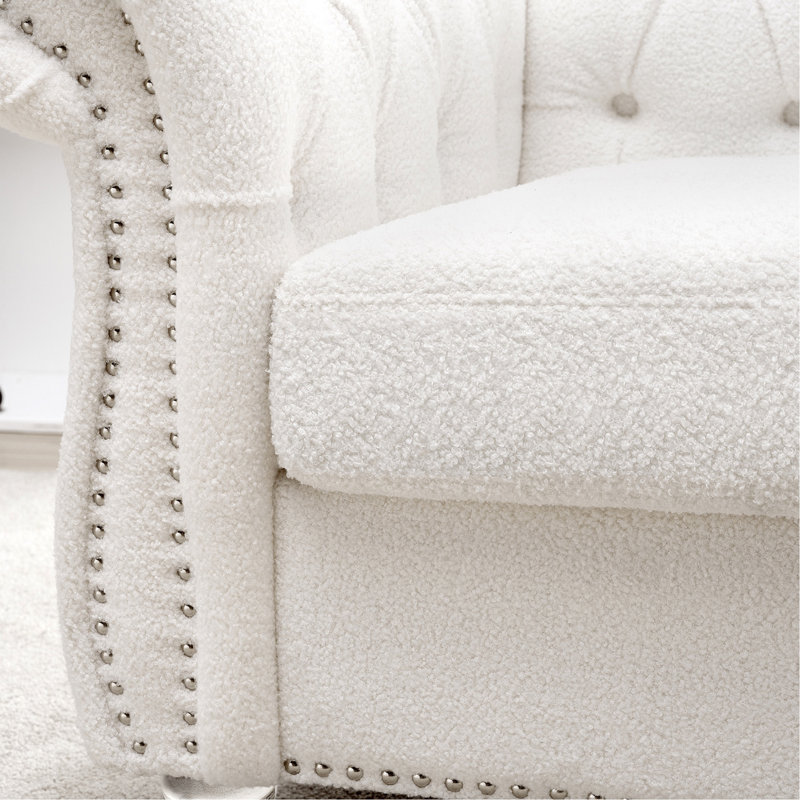 Canapé 1 place pour le salon, White Polyester, Clear
